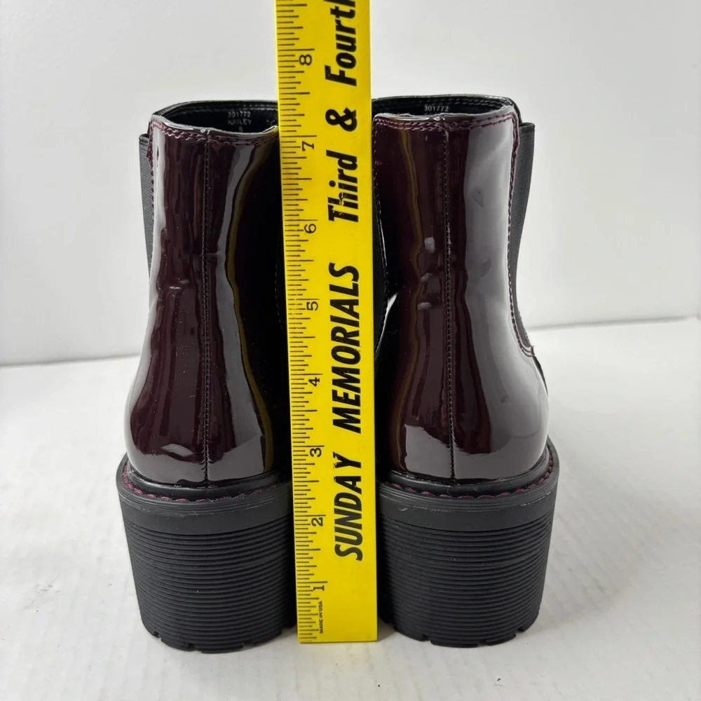 Limelight Chunky Chelsea Rain Boots Waterproof Sz 8 Burgundy Wine Lug Sole NWOB